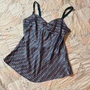 gap vintage y2k 100% silk retro pink green blue fish scale mermaid top medium